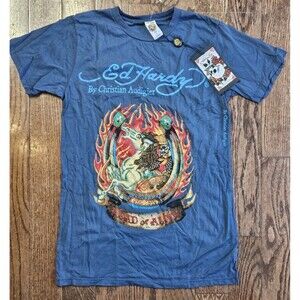 Ed Hardy Christian Audigier Dead or Alive Mens Sz S NWT Rhinestone Horse T Shirt